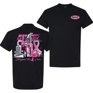 Breast Cancer Awareness Truck T-Shirt, Pink Ribbon Peterbilt Big Rig Graphic, Support Cure Graphic Shirt for Truck Drivers & Semi Enthusiasts, Gift for Breast Cancer Fighters & Supporters