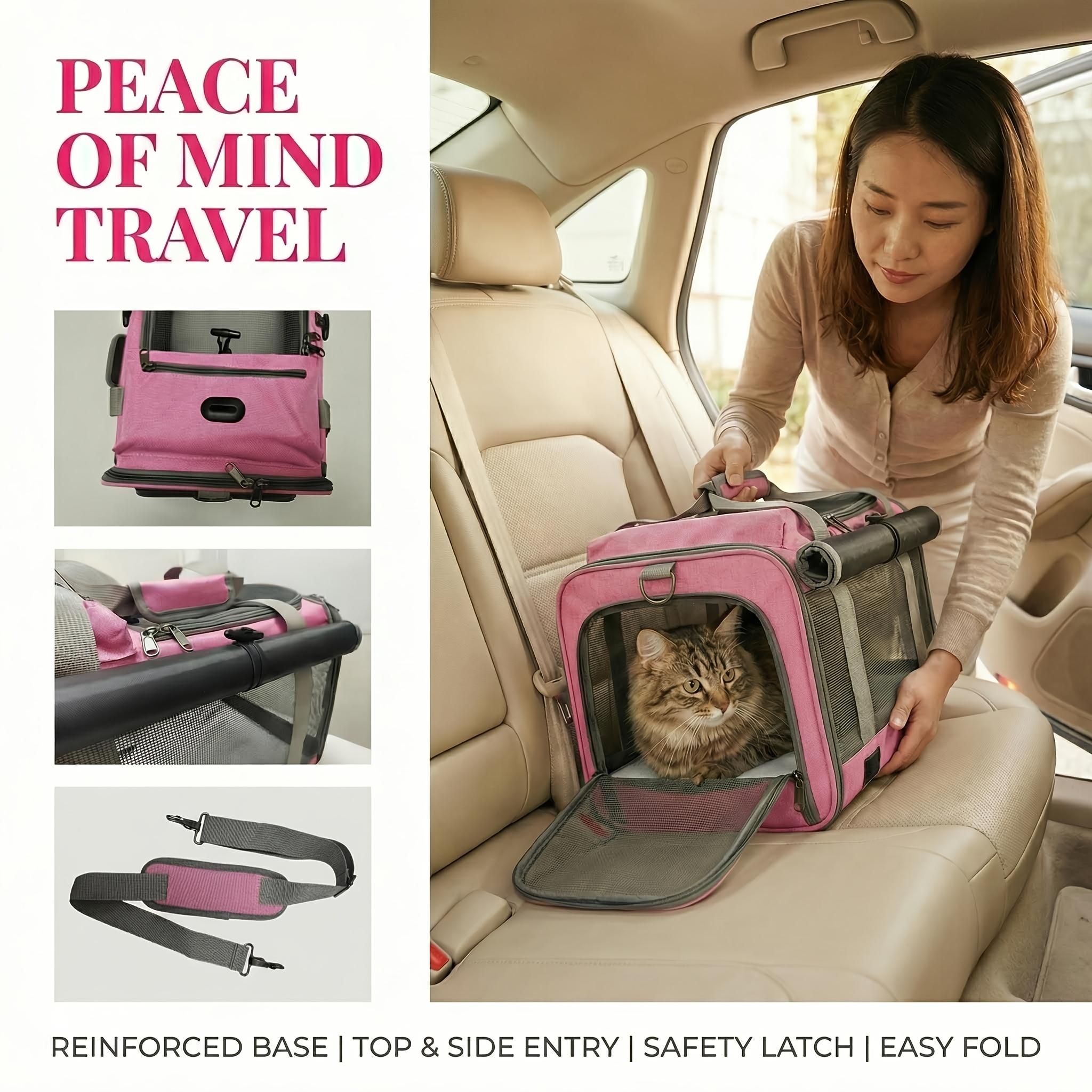 Foldable Travel Pet Carriers Car Bags for Medium Cats And Small Dogs - Durable, Breathable,  with Privacy Features, Easy to Carry, Zipper Closure, Portable Pet Crates, Privacy Pet Bags, Oxford Cloth Pet Cages, Dog Travel Bags