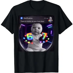funny graphic tee Funny Ai Baby Gloves Led 67 Motion at Your Front Door Meme T-Shirt Unisex Cotton Crewneck T-Shirt, Oversized, Print