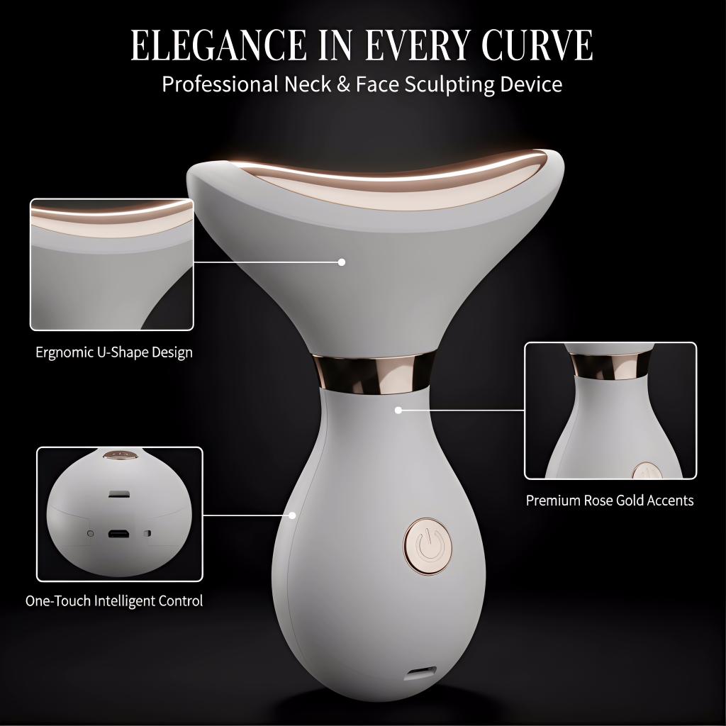 Premium Neck Lift & Tightening Device, Advanced EMS Microcurrent & Heat Therapy for Anti-Aging, Firms & Smooths Neck Skin, Reduces Fine Lines, Ergonomic Design, USB Rechargeable Skincare Tool