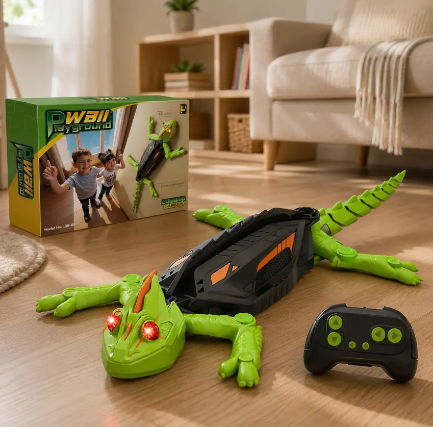Remote Control Wall Crawler Gecko RC Lizard Toy Wall Climbing Lizard Electric Gecko Toy LED Glowing Eyes Three Hundred Sixty Degree Spin Rechargeable Interactive STEM Toy Indoor Play Kids Boys Girls Birthday Christmas Gift Viral Finds Must Have