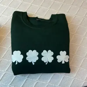 St Patricks Day Glitter Shamrock Embroidered Sweatshirt