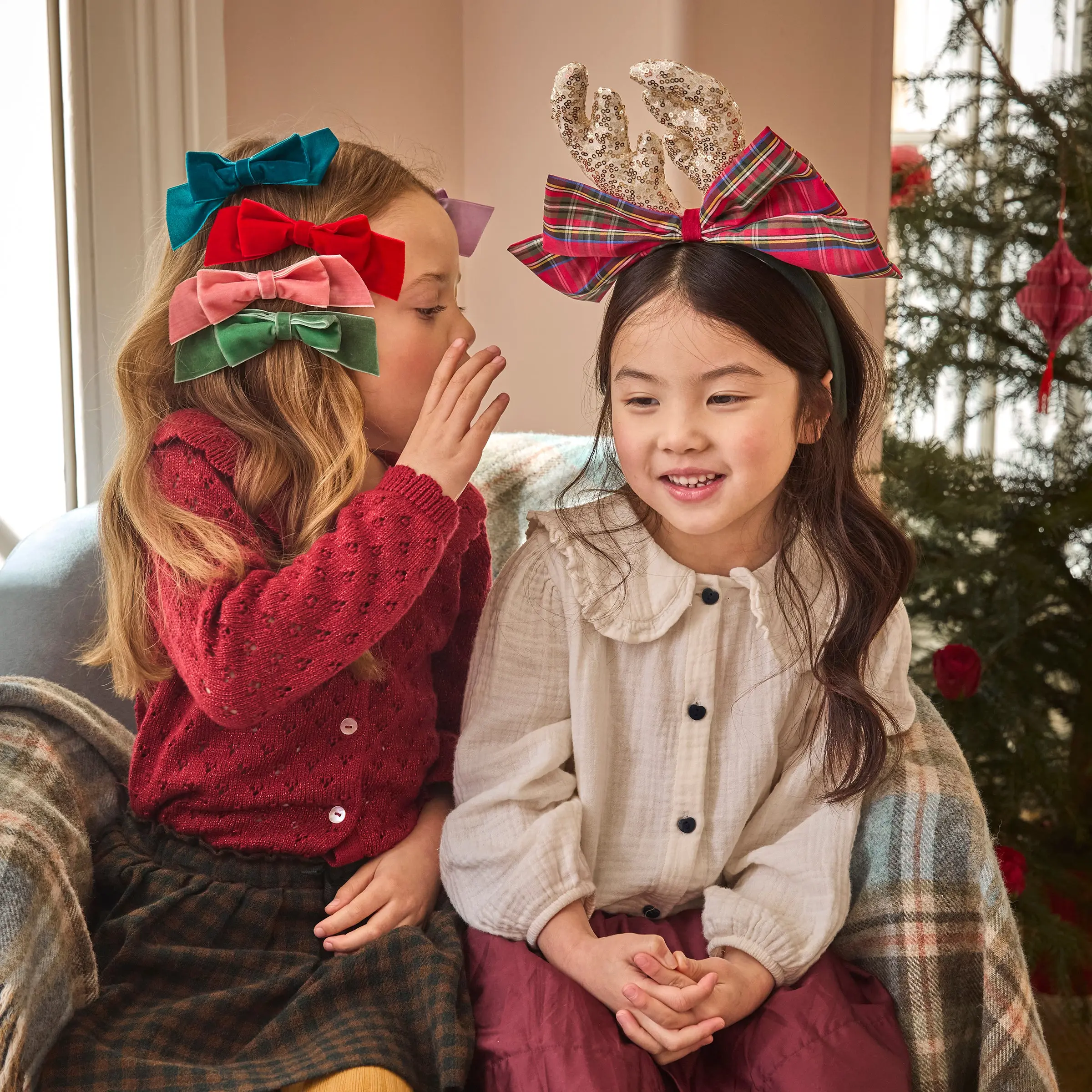 Plaid Bow & Antlers Headband