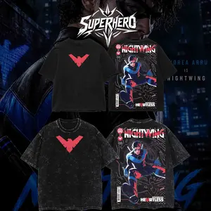 [ Superhero Tshirt ] Nightwing New 2026 Vintage Washed Hoodie, crafted from premium cotton, heavyweight, soft vintage feel, durable seams, loose streetwear style, new edition for superhero fans looking for bold casual style