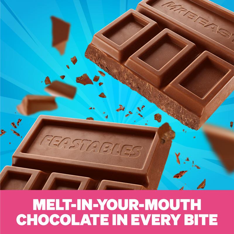 Feastables by Mr. Beast - Milk Chocolate Bars - for Adults & Kids, Chocolate, Candy, Cocoa Sweet & Crunchy Snack, Fairtrade Certified, Kosher, Perfect for Gifting or Snacking
