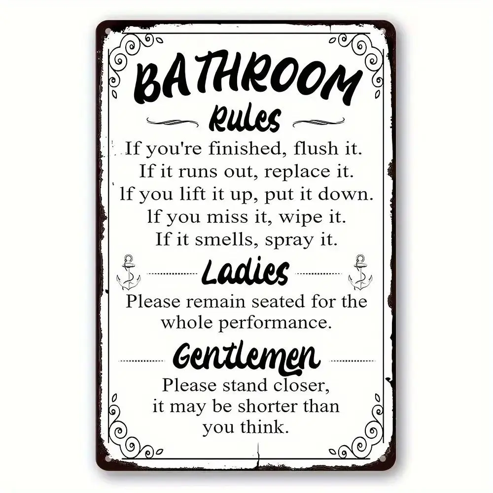 Vintage Rectangular Metal Decorative Plaque Sign - 8"x12" Retro Letter Pattern, Hemmed Edges, Screw-Mount Easy-Install Wall Decor for Home, Entryway, Cafe Outdoors, Gift for Wardrobe, Nail Space