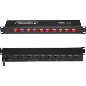 VEVOR 12 Outlet Horizontal 1U Rack Mount PDU Power Strip for Network Server Racks, Surge Protection Overload Protection, 110-125V/15A, with 6ft 14AWG Power CordVEVOR Super Brand Day