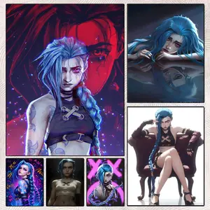 Cartoon Anime Game Arcane Jinx Poster Gift with prints Home bedroom living room decoration promotion and display suitable for bedroom bar parlor home decor gift fade-Resistant, Non-sticky, vibrant Wall print poster