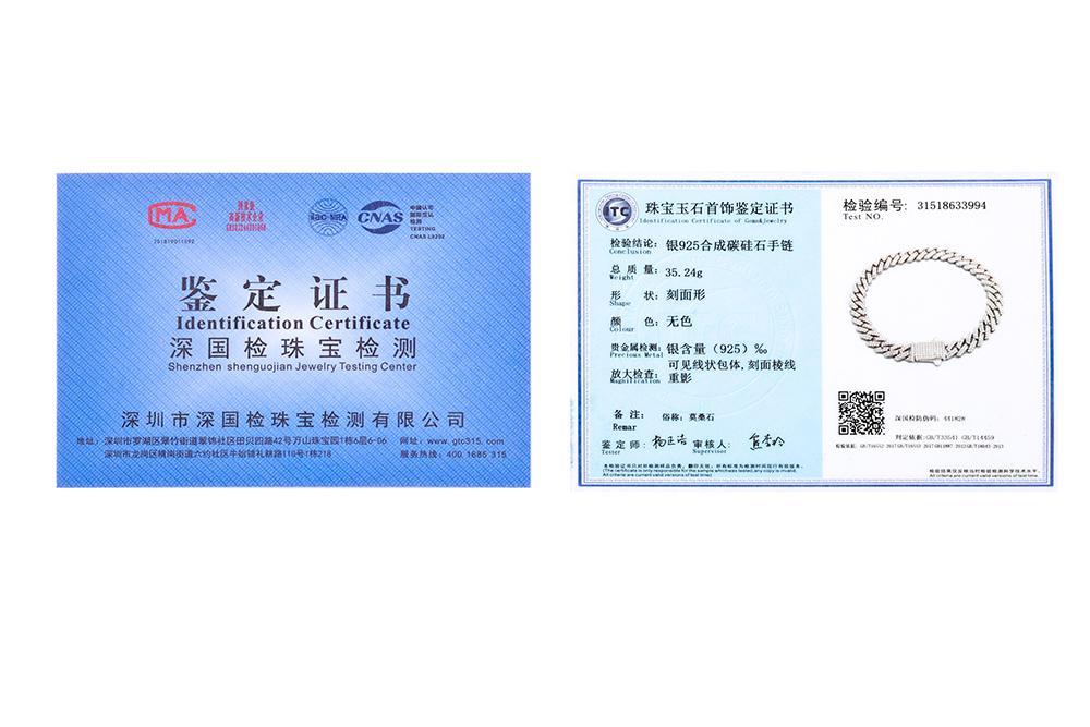 Pass Diamond Test GRA Moissanite 25mm Wide 6Rows  Solid Silver Cuban link chain for Rapper Hip Hop VVS Iced Out Necklace