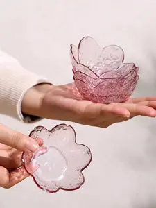 1/2/4/6/10pcs/Set Cherry Blossom Sauce Dish Set, Pink Cherry Blossom Crystal Plastic Appetizer Dish, Dipping Bowl, Tasting Dish, Plate, Condiment Dish, Small Bowl, Ice Cream Snack Soy Sauce Dish