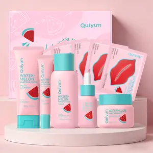 QUIYUM Watermelon & Niacinamide Skin Care Sets, Routine Facial Skincare Product, Beauty for Women, Hydration, Moisturizing, Oil Control, Glow Up, Teen Girl Gifts Trendy Stuff, Spa-Like at Home