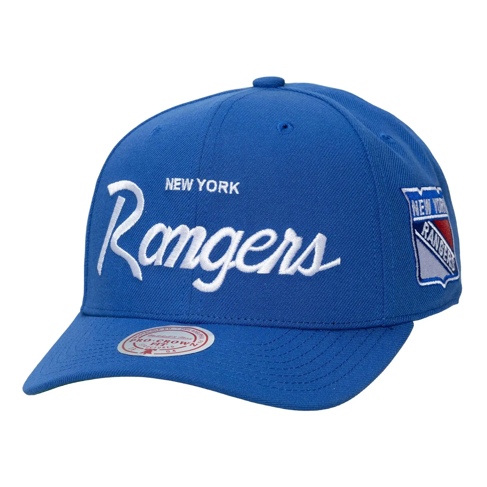 New York Rangers Blue Head Coach Pro Crown Snapback Hat NHL Throwback Cap Adjustable Fan Gear Mitchell & Ness