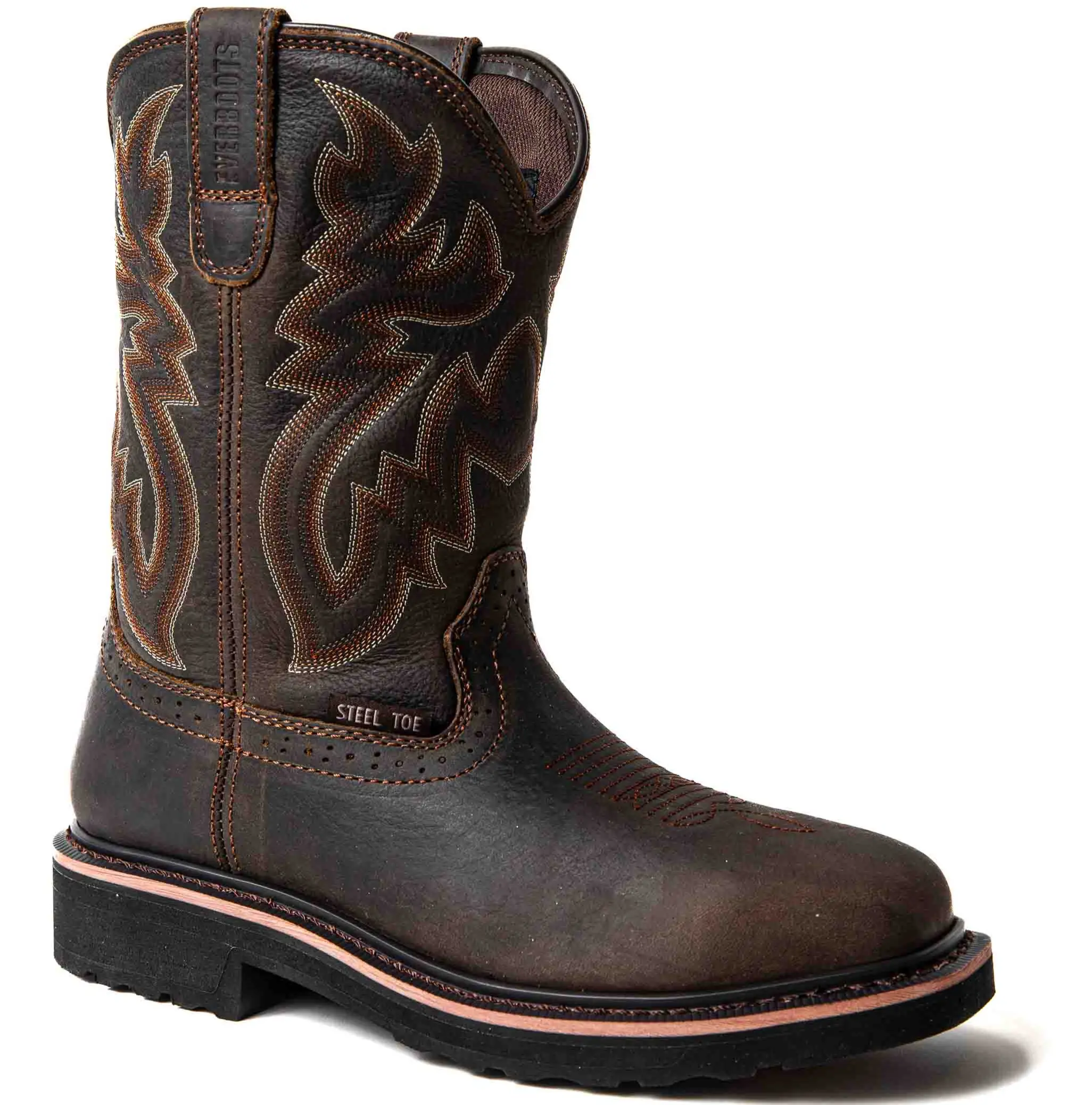 EVER BOOTS Cowboy Boots Men Western Square Steel Toe Botas Vaqueras