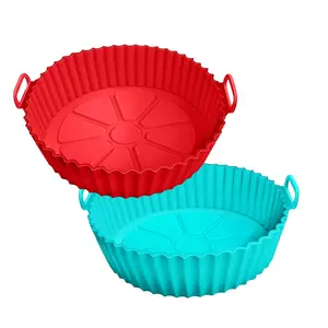8 inch Air Fryer Basket Liners, Air Fryer Silicone Round Liners Pot,2/4/6 PACK Silicone Baking Tray Pots for 3 to 5 Qt for Air fryer Oven,Replace Disposable Parchment Paper,Reusable Food Grade Silicone Baking Basket Accessories for party,daily