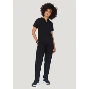 5 Pocket Notch Neck Top Black