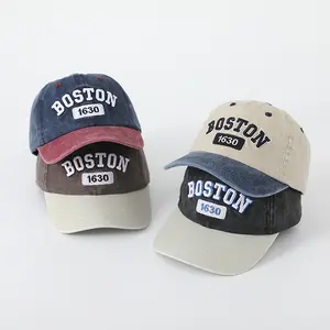 Kids Adjustable Baseball Hat – BOSTON Vintage Patchwork Design, Outdoor Travel Sunscreen Hat, Perfect for Boys & Girls, Great for Spring & Autumn Play, Hiking, and Family Outings