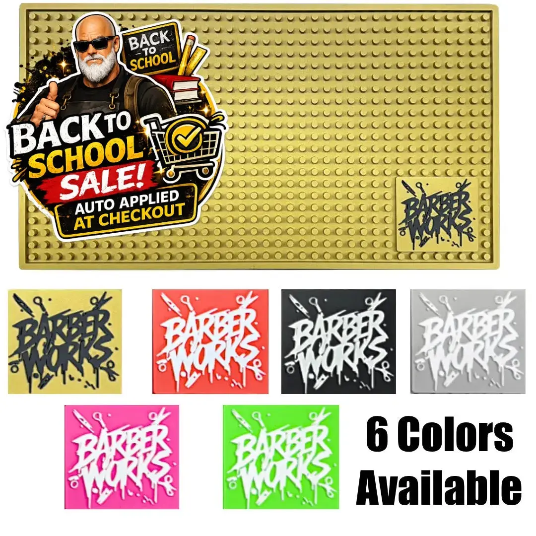 Barber Works Professional Station Mat 17.5" × 10" – Heavy‑Duty, Water & Heat Resistant Non‑Slip Tool Mat