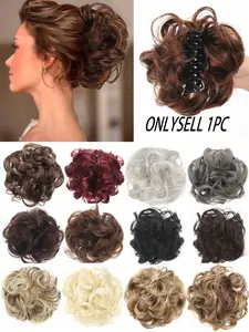 Elegant Wavy Bun Accessory, Suitable for Women, Made of High-Temperature Synthetic Fibers, Featuring a Claw Clip, Messy Bun Accessory And Wig, Perfect for Weddings, Brides, And Bridesmaids