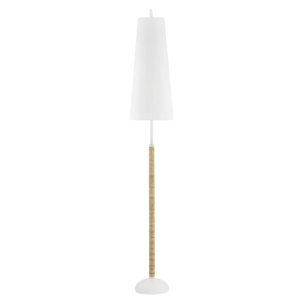 Mariana Coastal Floor Lamp with Pebble-Inspired Base and Rattan-Wrapped Column