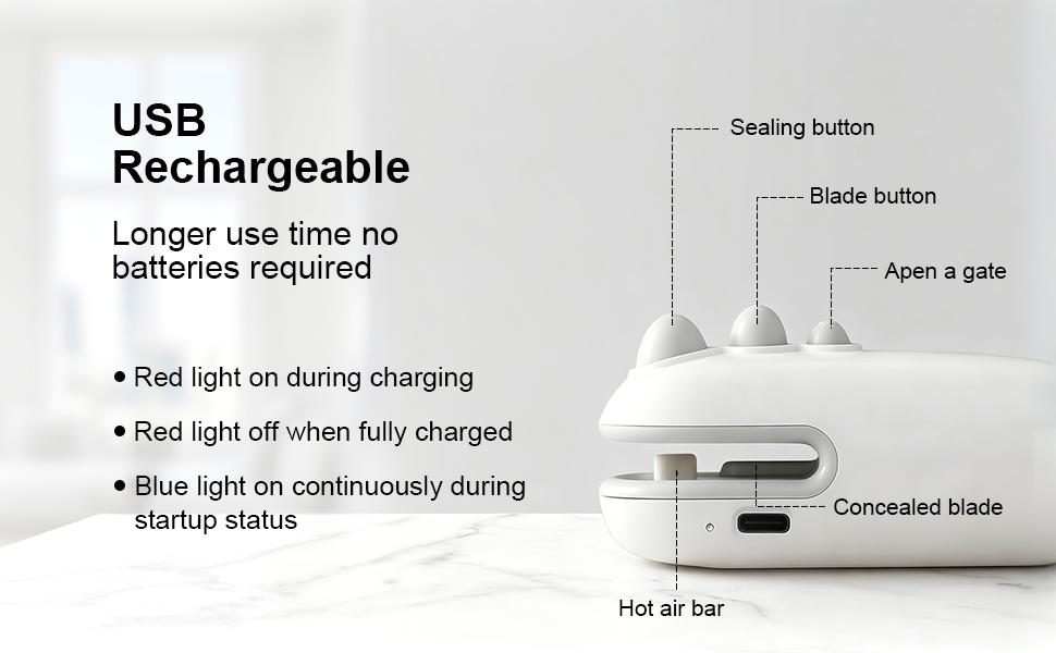 Mini snack bag sealing machine,Portable mini plastic bag sealer 2 in 1, plastic material, rechargeable, suitable for sealing and sealing snacks, coffee and pet food packaging Kitchen Preservation,Gift for Mother's Day