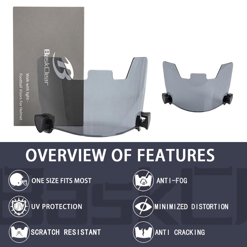 Clear Football Visor,Football Visors for Helmet,Football Helmet Visor Fits Adult & Youth Football Helmets, Anti-Fog, Scratch Resistant Clear Visor Football Face Shield