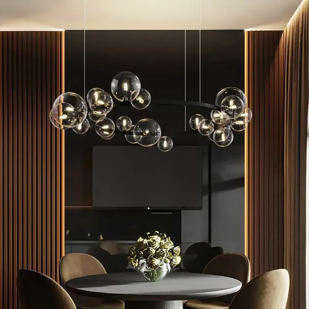 Homary Bubi Modern Black Glass Bubble Chandelier, 24-Light, 7W, 16.5 lbs, 3-Years Warranty, Chandelier Drop, for Living Room & Dining Room Home Decor Lighting Atmosphere Lighting, Decorative Light