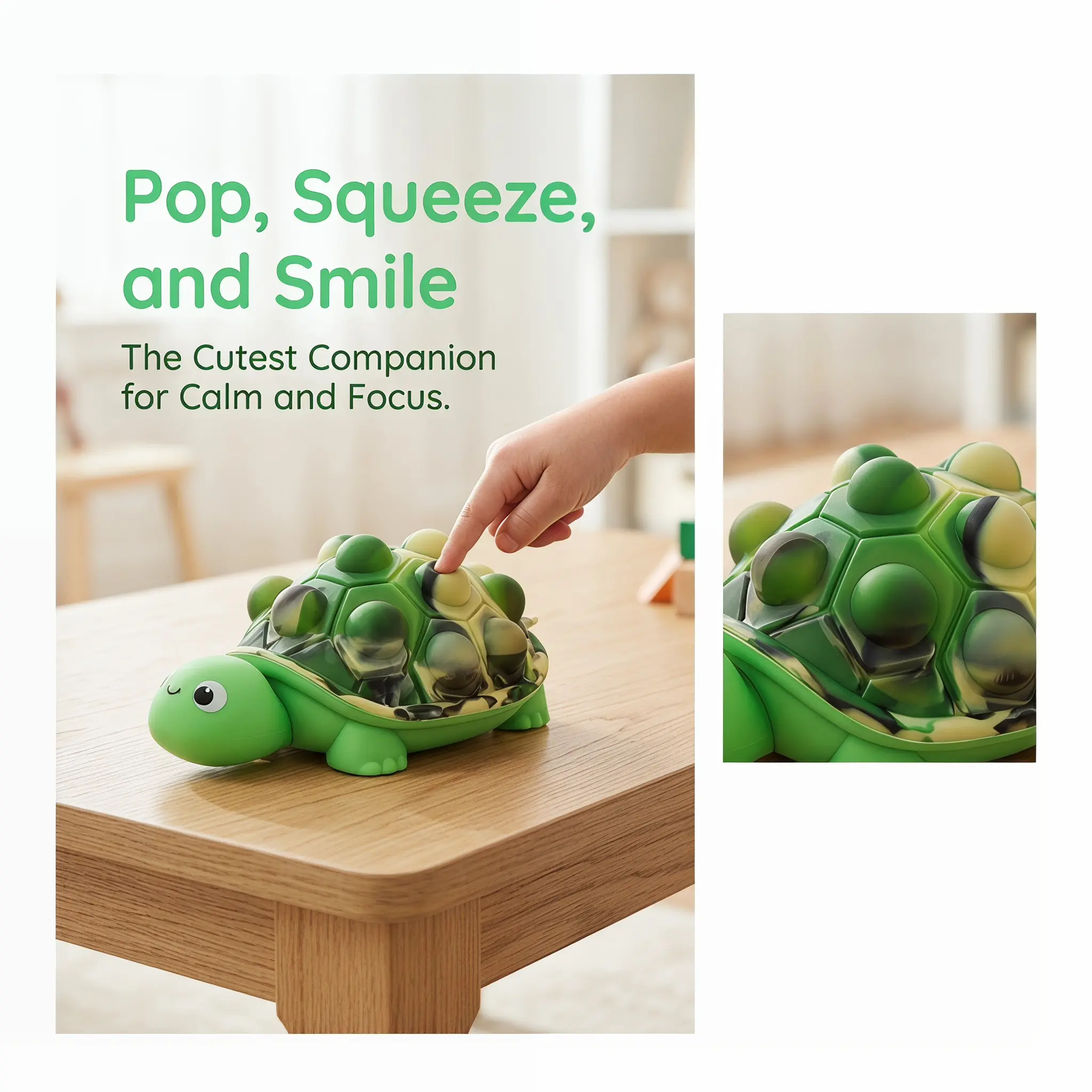Cute Turtle Pop Fidget Toy for Kids, Soft Silicone Squeeze Calming Stress Ball, Sensory Anxiety Relief Toy for Toddlers, Fun Bubble Popper Toy Gift for Boys Girls, Squishy Fidget, Stress Relief Fidgets