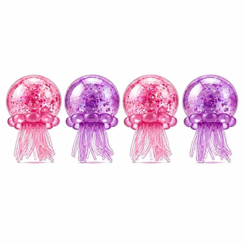 KIDGENIUS Halloween Glitter Jellyfish Squishy Toy - Slow Rising Stretchy Squeeze Ball, Soft Sensory Fidget Stress Ball, Classroom Squishies Set for Neurodivergent Kids, Trick or Treat Goodie Bag Fillers