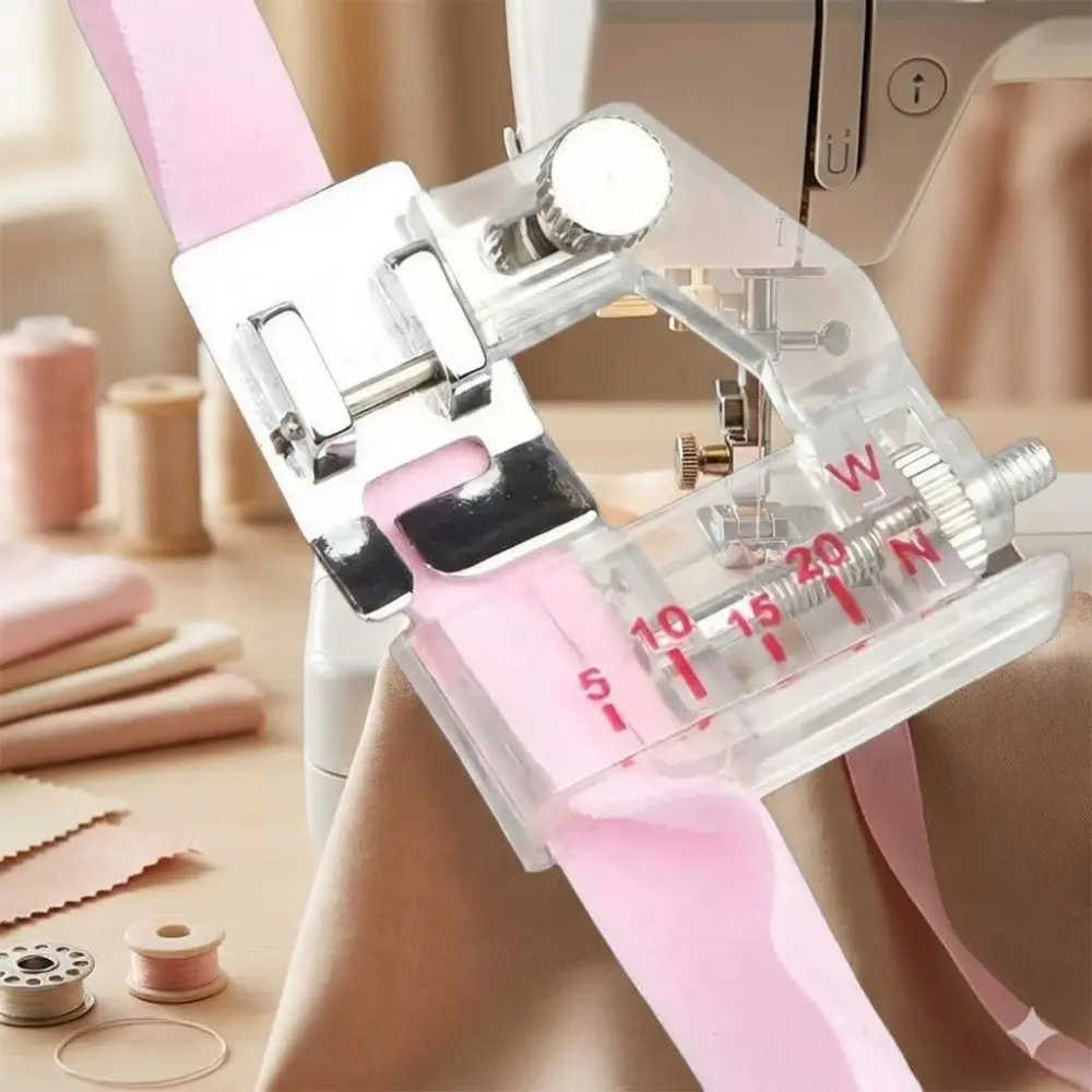Snap-On Beaded Hemmer Foot, Bias Binding Attachment for Chiffon & Denim. Sewing Machine Presser Foot Set, DIY Tailoring Tools & Accessories Kit for Garment Making. Multifunctional Home Sewing