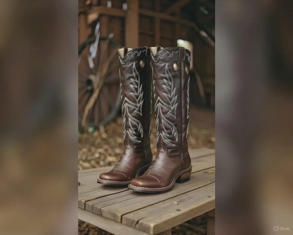Tall 16” BUCKAROO STOVE PIPE IN RUSTIC BROWN LEATHER