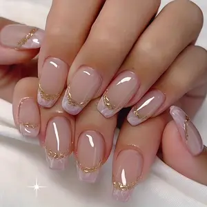 24pcs Gentle Nude Pink Handmade Press-On Nails, Medium Square Reusable DIY Nail Kit, Ideal Gift for Beauty Enthusiasts