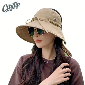 Women's Sun Hat with Ponytail Hole, UPF50+ Wide Brim UV Protection Beach Hat, Packable Structured Non-Collapse Brim Summer Sun Visor for Women Outdoor Travel Hiking Daily Wear