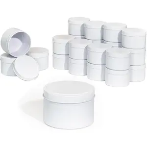 8oz 24 Piece Candle Tins Bulk Containers for Candle Making Supplies Candle Jars with Lids - White