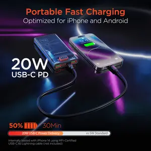 10000mAh HyperGear Transparent PD Power Bank - Compact & Stylish Design