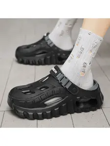 Men's Mecha-Style Chunky Platform Flatform Clogs | Adjustable Two-Way Wear, Non-Slip Thick Sole, 4-in-1 Use for Home, Outdoor, Beach & Shower, Perfect Birthday Surprise Gift for Boyfriend, Ideal for Street Outings, Summer Beach Slippers