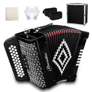 Accordion 34-Key Diatonic 12 Bass Buttons, F/B/E Tuning Push-Pull Heterophonic Design, Premium Professional Beginner Accordion for Stage Performance, Practice, Ensemble Play, Music Training
