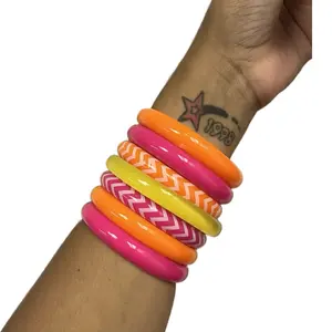 7 Piece 2000s Emo Scene Bracelet Set | Gyaru | Tumblr Mid 2000s trendy jewelry accessory Bracelet for Women gift