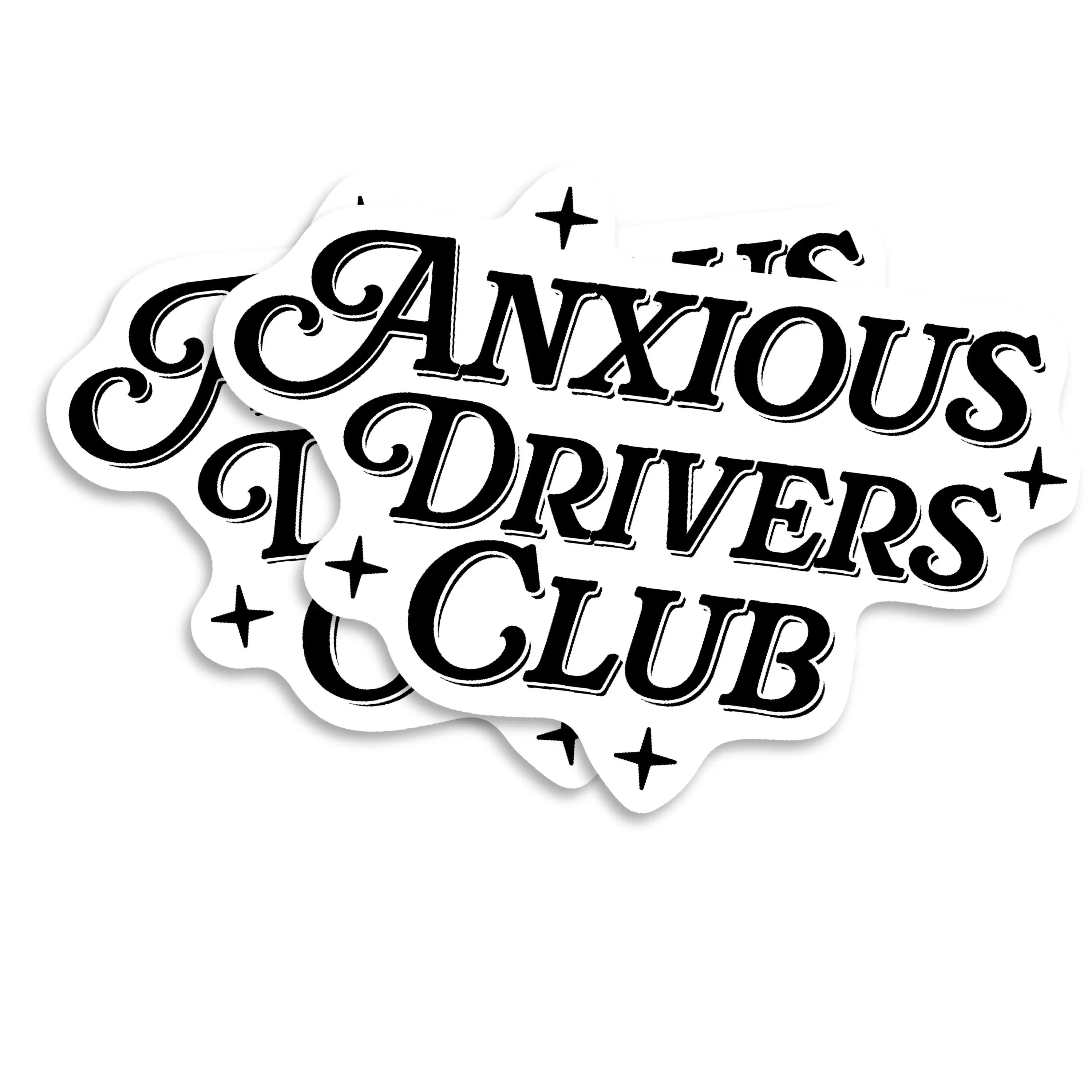 Anxious Drivers Club Sticker 5 Inch 2 Pack Vinyl Decal for Cars Trucks Laptops Funny Gift Idea Weatherproof & UV Resistant PLS0014