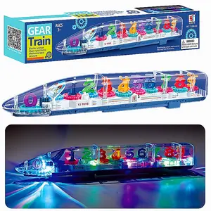 Light and Music Transparent Harmony Train Children's Toy Electric Universal Wheel Transparent Gear Concept Model Toy
