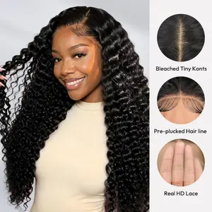 [HD Lace] 300% Density 13×6 HD Lace Front Deep Wave Wig  Pre Bleached Human Hair Wig With Tiny Knots Beginners Friendly