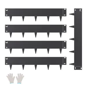 VEVOR Steel Landscape Edging, 5 Packs 39 x 5 in Rust-Resistant Metal Landscape Edging, Bendable Garden Edging Border, Heavy Duty Lawn Edging, Easy-to-Install, Flower Bed Yard Pathway Divider Black