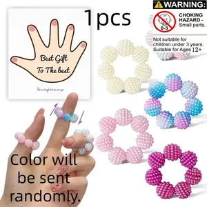 5pcs Random Color Sensory Fidget Ring, Adjustable Multi-Color Gradient Ring, Stress Relief, versatile use, Home, Outdoor, School, Office, Travel Gift