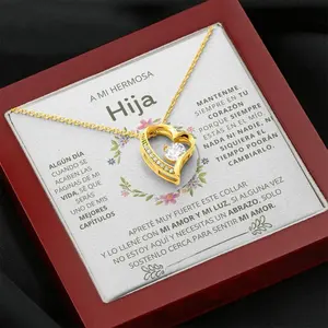 Daughter Gift,  A Mi Hermosa Hija / Forever love heart jewelry necklace, for daughter, spanish
