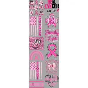 Back The Pink DTF Transfer Gang Sheet 24.5" wide x 72" long. DIY Tshirt Transfers Direct To Film