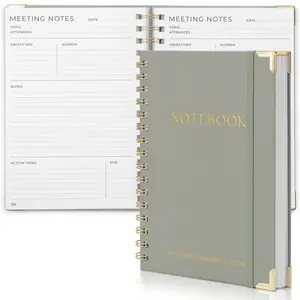 Simplified Thick Meeting Notebook For +200 Meetings at Work - Easily Take Notes, Organize And Keep Agendas on Track - The Perfect Office Planner Supplies for Women & Men to Manage Projects