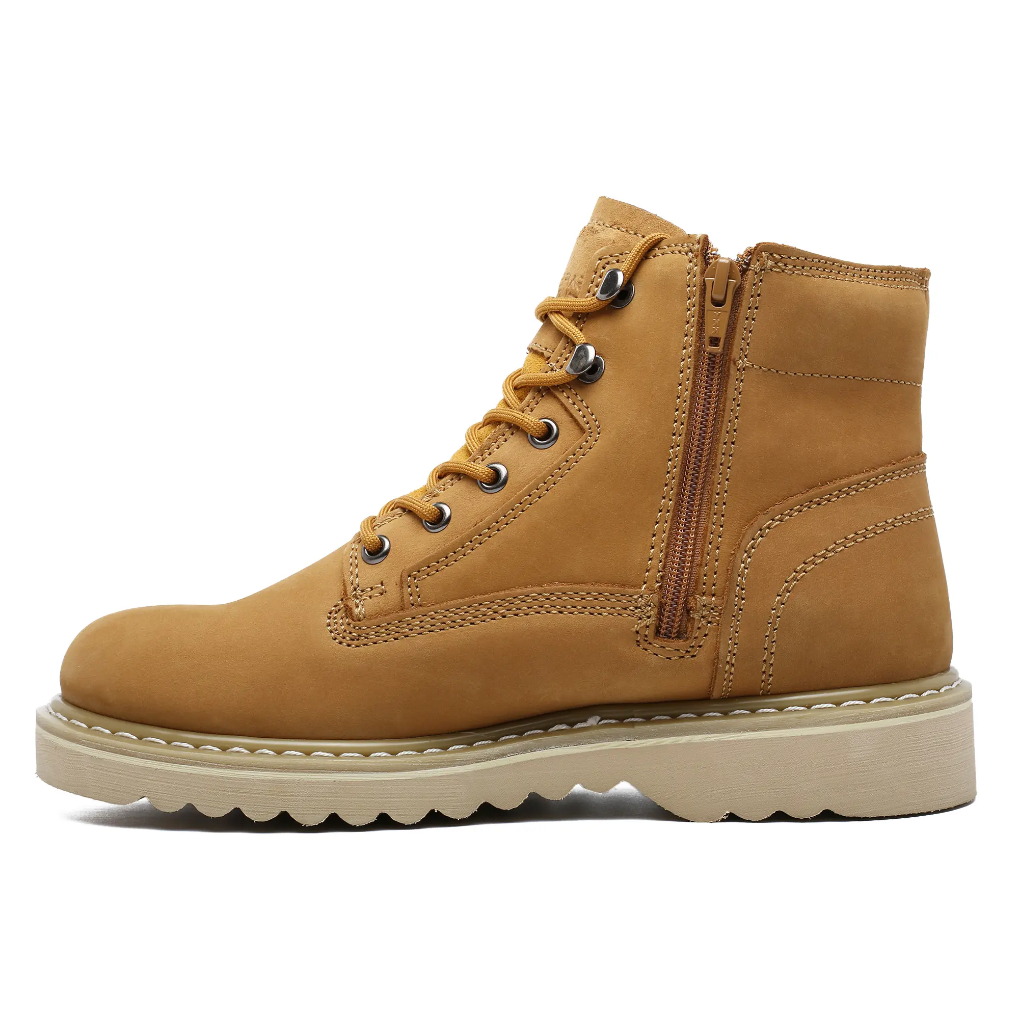 SAFETY LOONG Men's High Arch Work Shoes, 6-Inch Nubuck Leather Soft Toe Boots with Side Zipper - Lightweight, Slip Resistant & Exceptional Arch Support, Walking Shoes, Footwear, High Arch Work & Safety Footwear