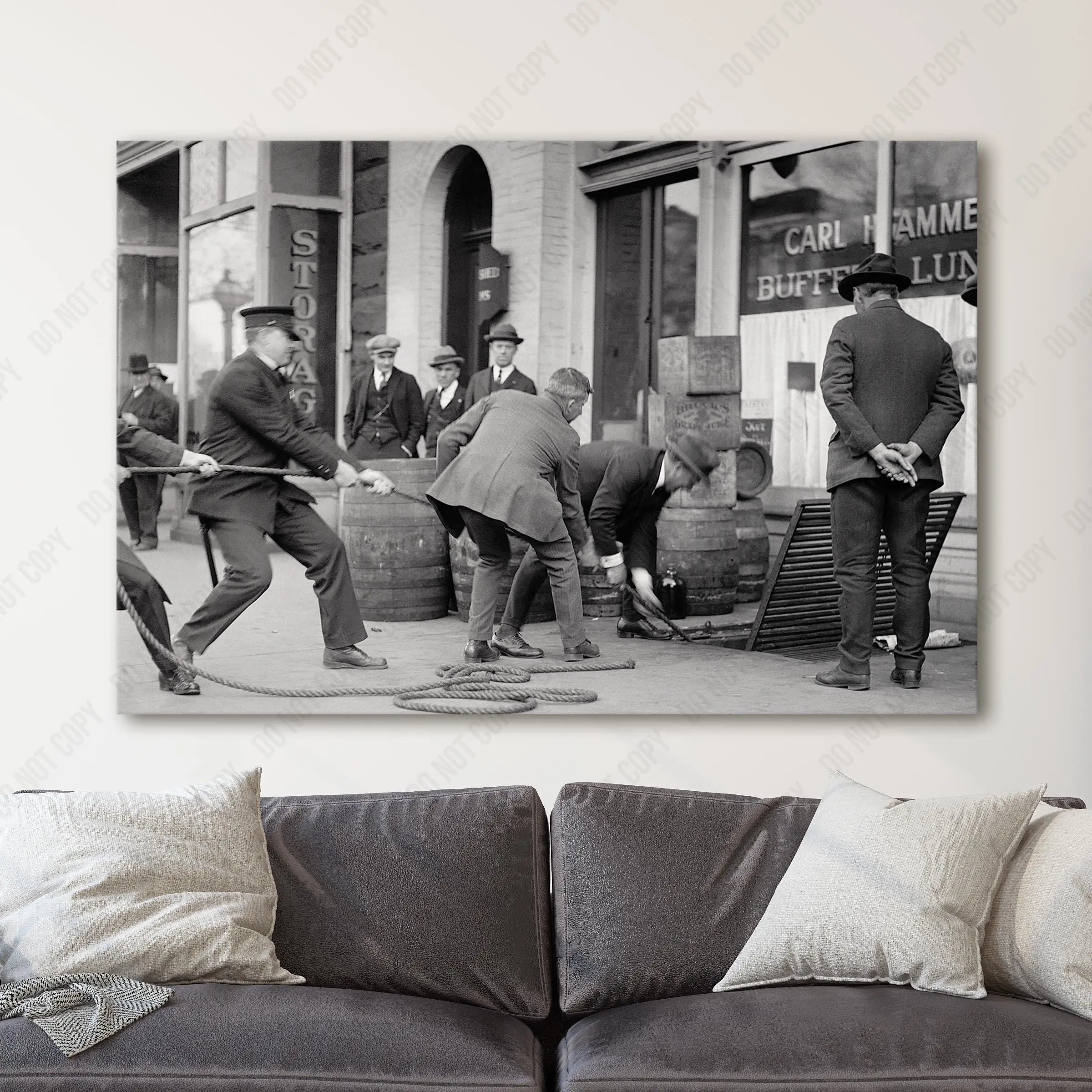 Liquor Raid: Prohibition 1920s Black & White Iconic Posters Paintings Photos Home Decor Artistic Decor Print Room