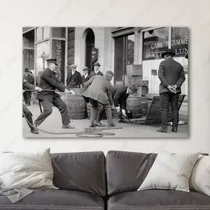 Liquor Raid: Prohibition 1920s Black & White Iconic Posters Paintings Photos Home Decor Artistic Decor Print Room
