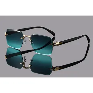 WolfScar™ Frameless Green Color-Changing Glasses – Unisex Retro Festival Eyewear