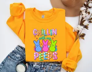 [Sale off up to 50%] Chilling With My Peeps Sweatshirt, Chilling With My Peeps Sweatshirt, Cute Easter, Gift For Easter Day, Peeps Easter Shirt, Blessed Shirt, streetwear graphic tee